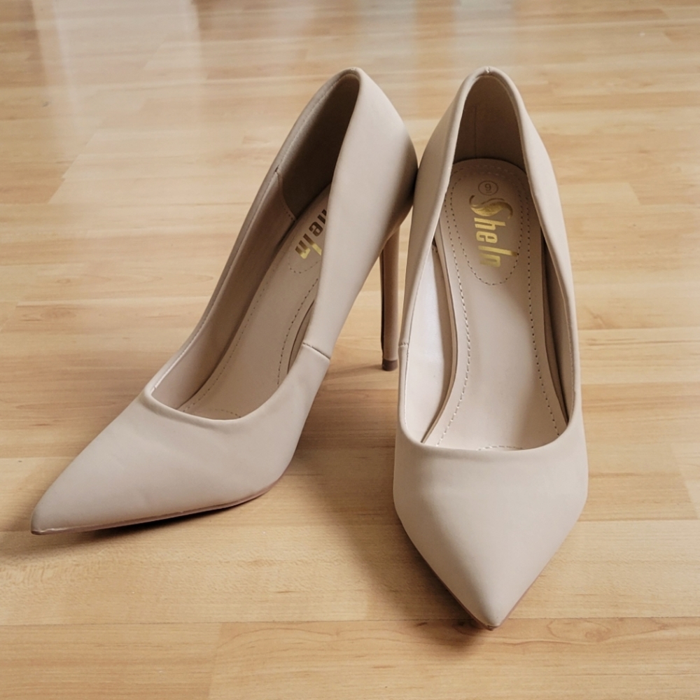 Shein Beige Pointed Toe Heels 100 (9)
